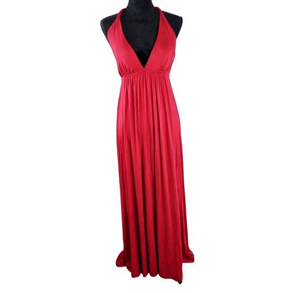 L SIGNATURE Women's Maxi Dress Red Large Rayon Spandex Formal Colorful - Picture 5 of 5